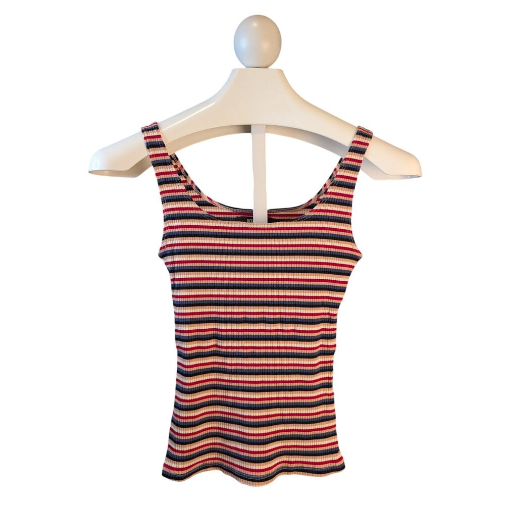 90s Retro Reformation Striped Ribbed Scoop Neck Tank Top  Size S
